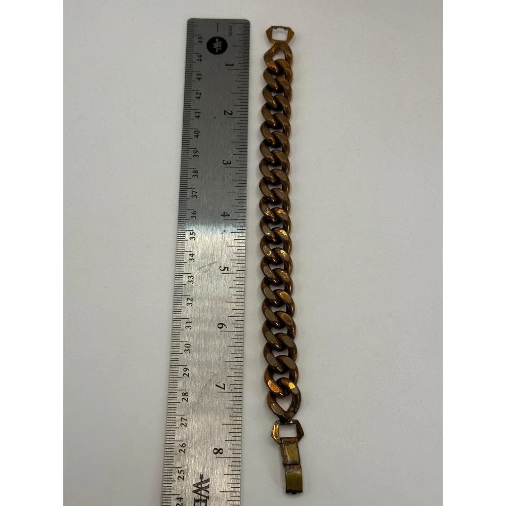 Vintage Gold Tone Chunky Curb Link Bracelet‎ – Heavy Chain Statement Style